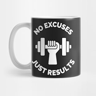 No Excuses Just Results Running Cross Country Fitness Gym Sport Motivation Inspirational Quote Mug